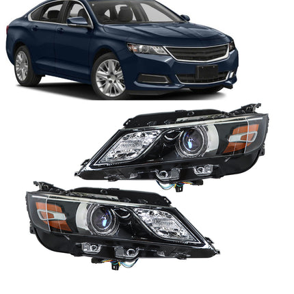 Findmall Driver Side and Passenger Side Headlights Assembly Halogen Replacement for Impala 2015-2020 Housing Black Lamp LH RH 2PCS 84178024 84178023