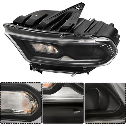 Findmall Driver Side Headlights Assembly with Halogen Turn Signal Replacement for Durango 2021-2023 Housing Black Lamp LH 1PC 68433779AF