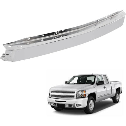Findmall Front Bumper Impact Face Bar for 2007‑2013 Chevrolet Silverado 1500 2500 3500, Chrome Steel Without Center Air Intake Hole, Replacement for GM1002831 and 15941850