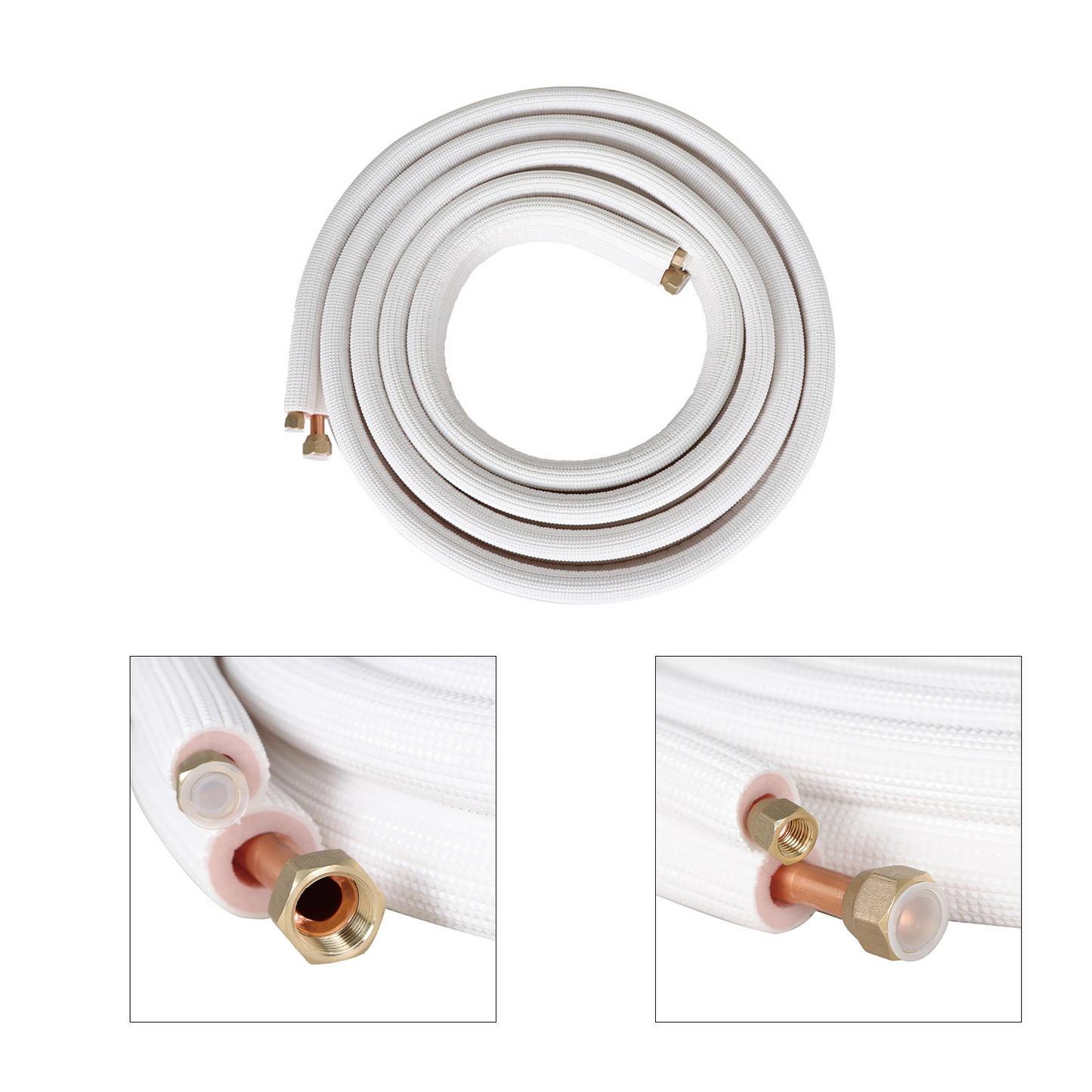 findmall 16FT Air Conditioning Copper Tubing Hose Extension 1/4" and 1/2" Twin Copper Hoses Insulated Copper Hoses Fit for Mini Split Air Conditioner