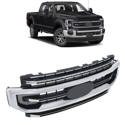 Findmall Front Grille Upper Black Chrome Replacement for F250