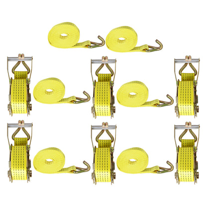 findmall 6Pcs Ratchet Straps 2 x 15 Tie-Down Straps 5000Lbs Heavy Duty Ratchet Cargo Strap