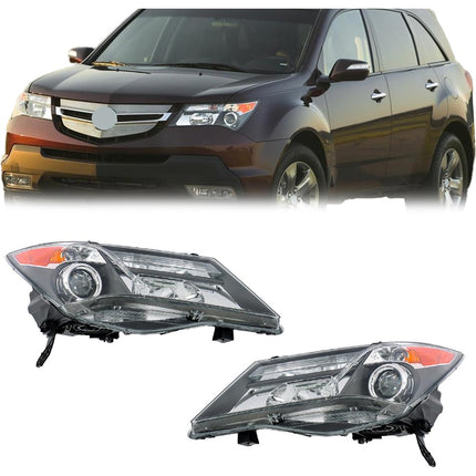 Findmall Driver Side and Passenger Side Headlights Assembly HID Replacement for Acura MDX 2007-2009 Housing Black Lamp LH RH 2PCS AC2518111 AC2519111