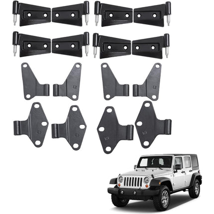 Findmall 16 PCS Door Hinges Set Black Steel Powder Coat Replacement for 2007-2018 Wrangler JK