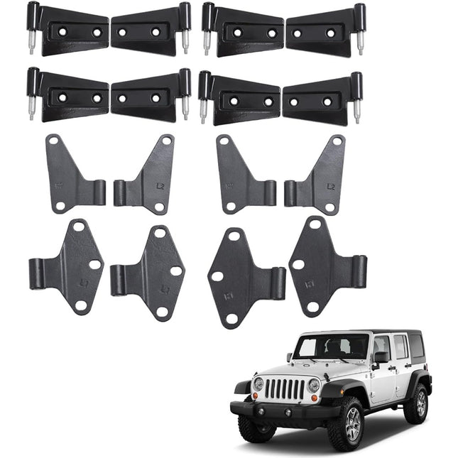 Findmall 16 PCS Door Hinges Set Black Steel Powder Coat Replacement for 2007-2018 Wrangler JK
