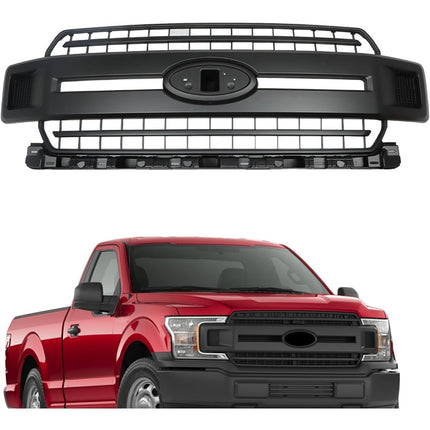 Findmall Front Bumper Hood Grille Upper Matte Black Mesh Replacement for F-150 2018-2020 JL3Z-8200-AB