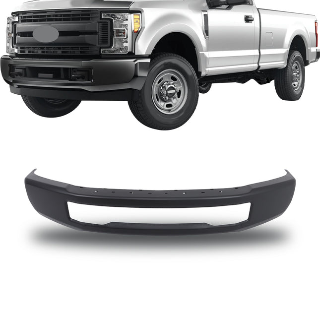 Findmall Black Steel Front Bumper Face Bar without Fog Light Holes Replacement for 2017-2019 Ford F-250 and F-350 Super Duty, HC3Z-17757-AB, FO1002440