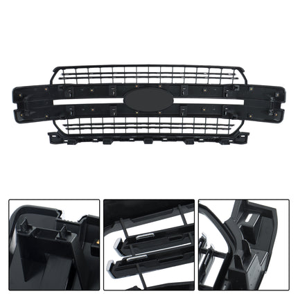 Findmall Front Grille Upper Chrome and Matte Black Mesh Style Replacement for F150 2018-2020 Replacement for Lariat Style