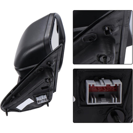 Findmall Right Side Power Mirror with Wide-Angle Spotter Matte Black Electric 3-Pin Connector Textured