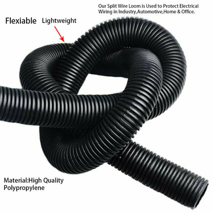 findmall Wire Harness Wrap Cover Sleeve Conduit Wire Conduit Corrugated Tube Conduit PP Polyethylene Tubing Flexible Hose Cover Auto Home Marine (10ft-1")