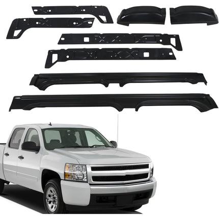 Findmall 8-Piece Rocker Panel and Cab Corner Repair Kit for 1999-2007 Chevrolet Silverado GMC Sierra Crew Cab, Black