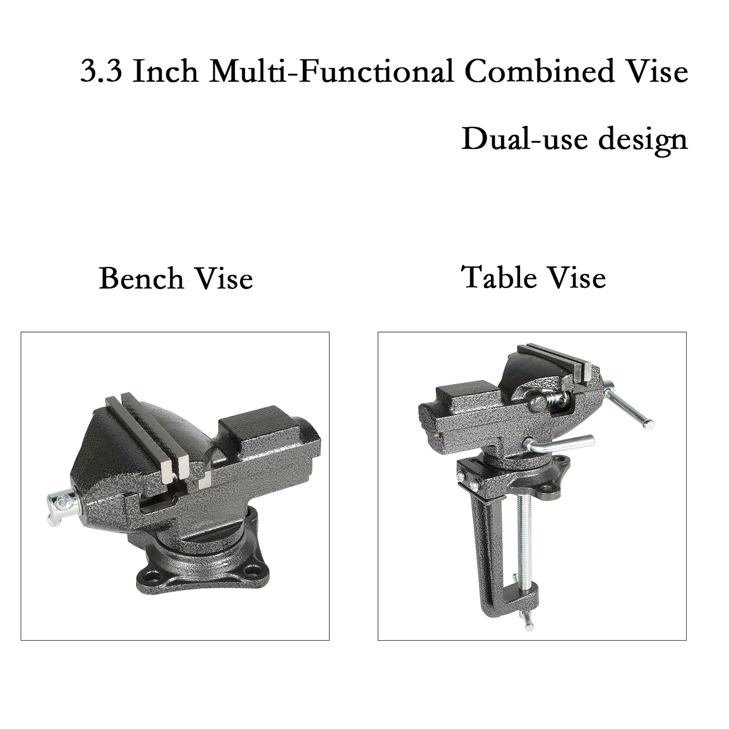 findmall 3.3 Inch Multi-Functional Combined Vise Dual-Purpose Bench or Table Vise Multifunctional Jaw Universal Rotate 360 Degree Work Clamp Portable Home Clamp On Vise