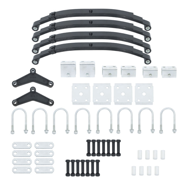 Findmall 4-Spring 3-Leaf Double-Eye Trailer Suspension Kit, 2,000 lb per Spring with Equalizers and U-Bolts