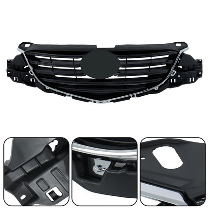 Findmall Front Upper Mesh Grille for 2015-2016 Mazda CX-5, Black with Gray Bar
