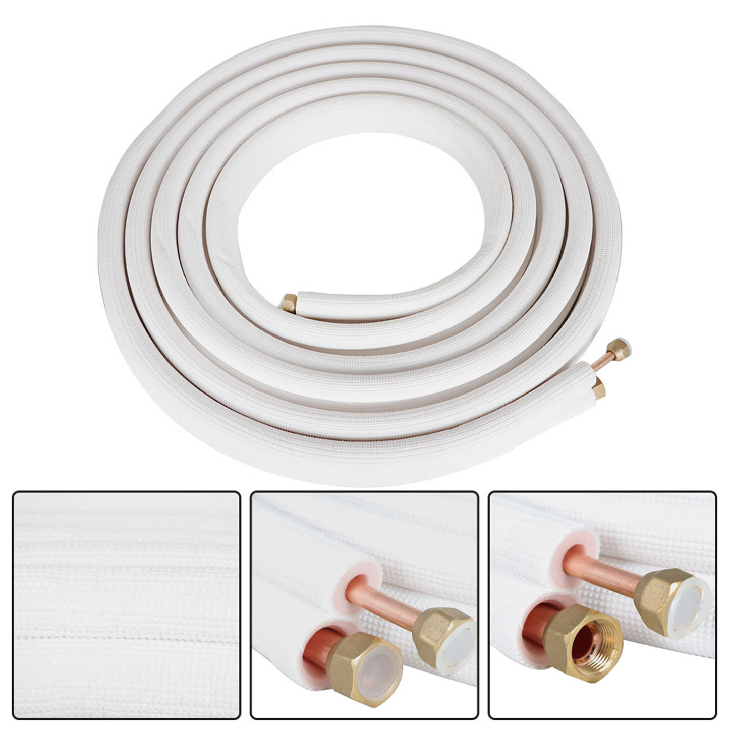 findmall 25FT Air Conditioning Copper Tubing Hose Extension 3/8" and 5/8" Twin Copper Hoses Insulated Copper Hoses Fit for Mini Split Air Conditioner