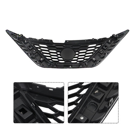 Findmall Front Grille for 2016-2018 Nissan Sentra, Black with Chrome Trim