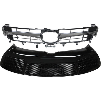 Findmall Front Upper and Lower Grille Set for 2015-2017 Toyota Camry SE XSE, Black