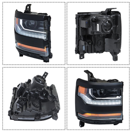 Findmall Headlight Replacement for Silverado 1500 Left LH Right RH Black