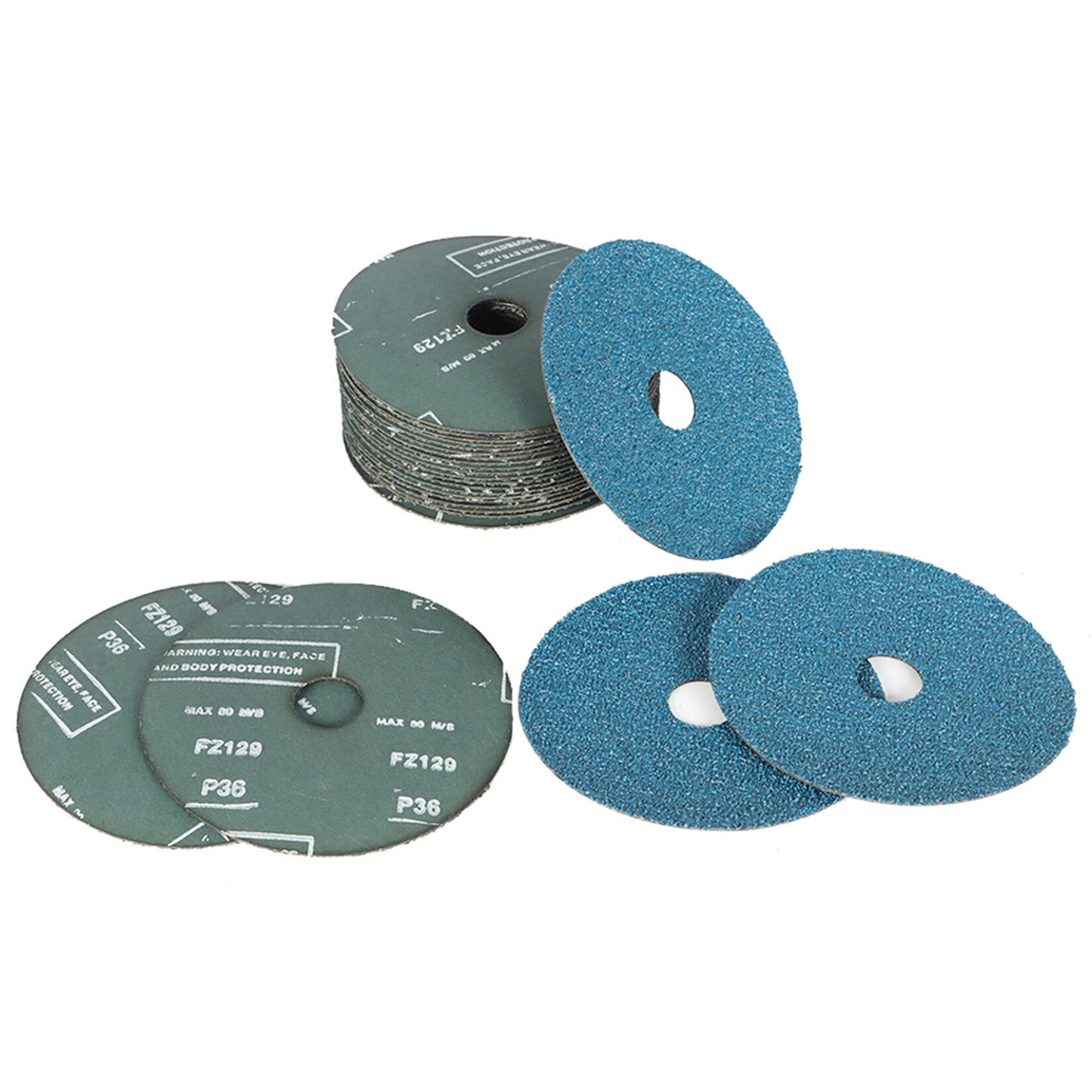 findmall Abrasives 25Pcs Fiber Disc 5 Inch Zirconia Resin Fiber Grinding and Sanding Discs 7/8 Inch Center Hole 36 Grit