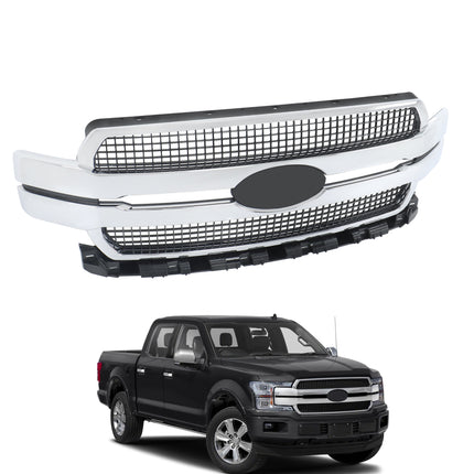 Findmall Front Grille Upper Chrome Mesh Style Replacement for F150 2018-2020