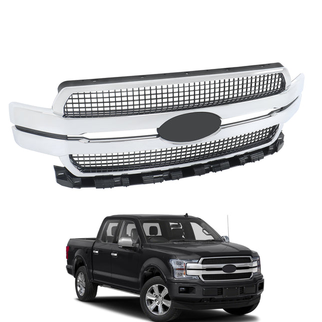 Findmall Chrome Mesh Front Upper Grille Replacement for F-150 2018-2020