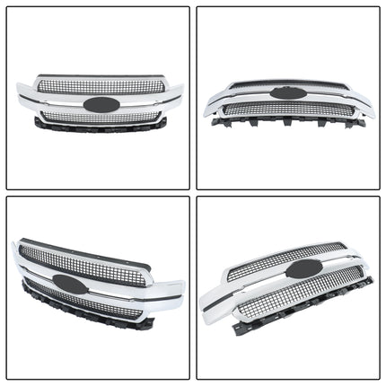 Findmall Front Grille Upper Chrome Mesh Style Replacement for F150 2018-2020