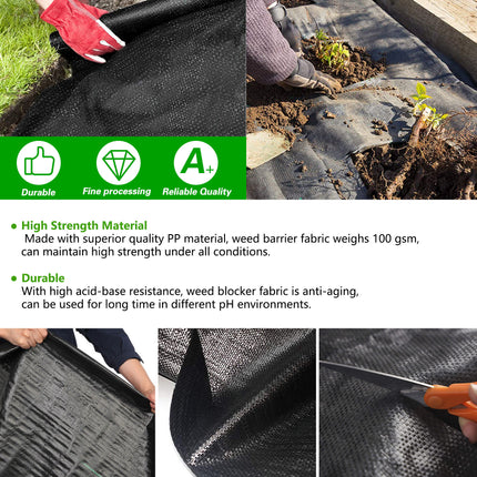 Findmall 90g Heavy Duty Weed Barrier Landscape Fabric, Polypropylene Woven Ground Cover Weed Block Cloth for Garden Flower Bed Driveway Landscaping