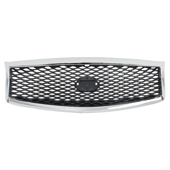 Findmall Glossy Black and Chrome Honeycomb Mesh Front Upper Grille with Camera Hole Replacement for Q70 and Q70L 2015-2019