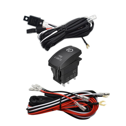 Findmall 12V LED Universal Fog Light Laser Rocker On/Off Switch Wiring Harness 40A Relay Fuse Red
