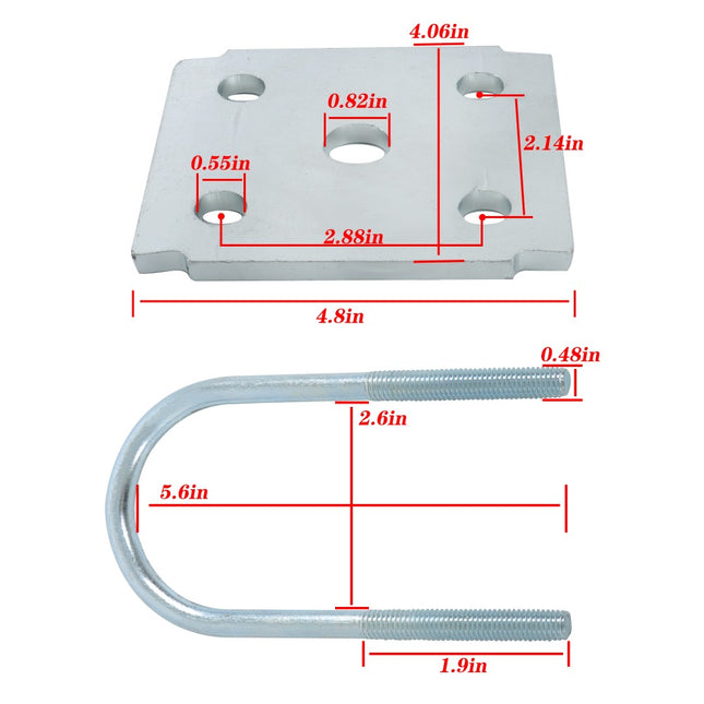 Findmall 4-U-Bolt Trailer Axle Mounting Kit for 2-3/8 in Round Axles, 5-1/2 in Long, 1/2 in Diameter