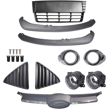 Findmall Black Front Bumper Grille Cover with Fog Light Openings Replacement for Focus 2012-2014