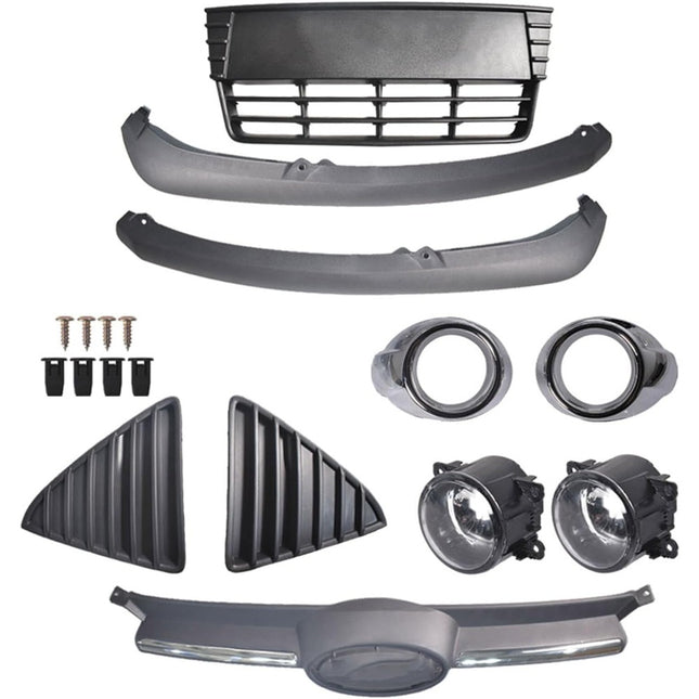 Findmall Black Front Bumper Grille Cover with Fog Light Openings Replacement for Focus 2012-2014