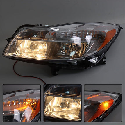 Findmall Driver Side Headlights Assembly Halogen Replacement for Regal 2011-2013 Housing Chrome Lamp LH 1PC GM2502353