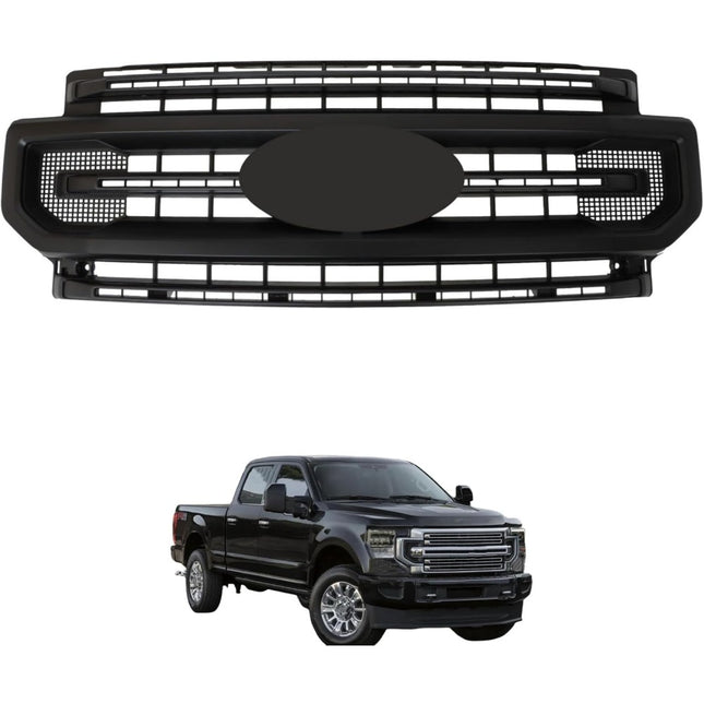 Findmall Matte Black Straight-Trim Front Upper Bumper Grille Replacement for F-250 and F-350 Platinum Style 2020-2022 LC3B8200HC5KBX LC3Z8200HA