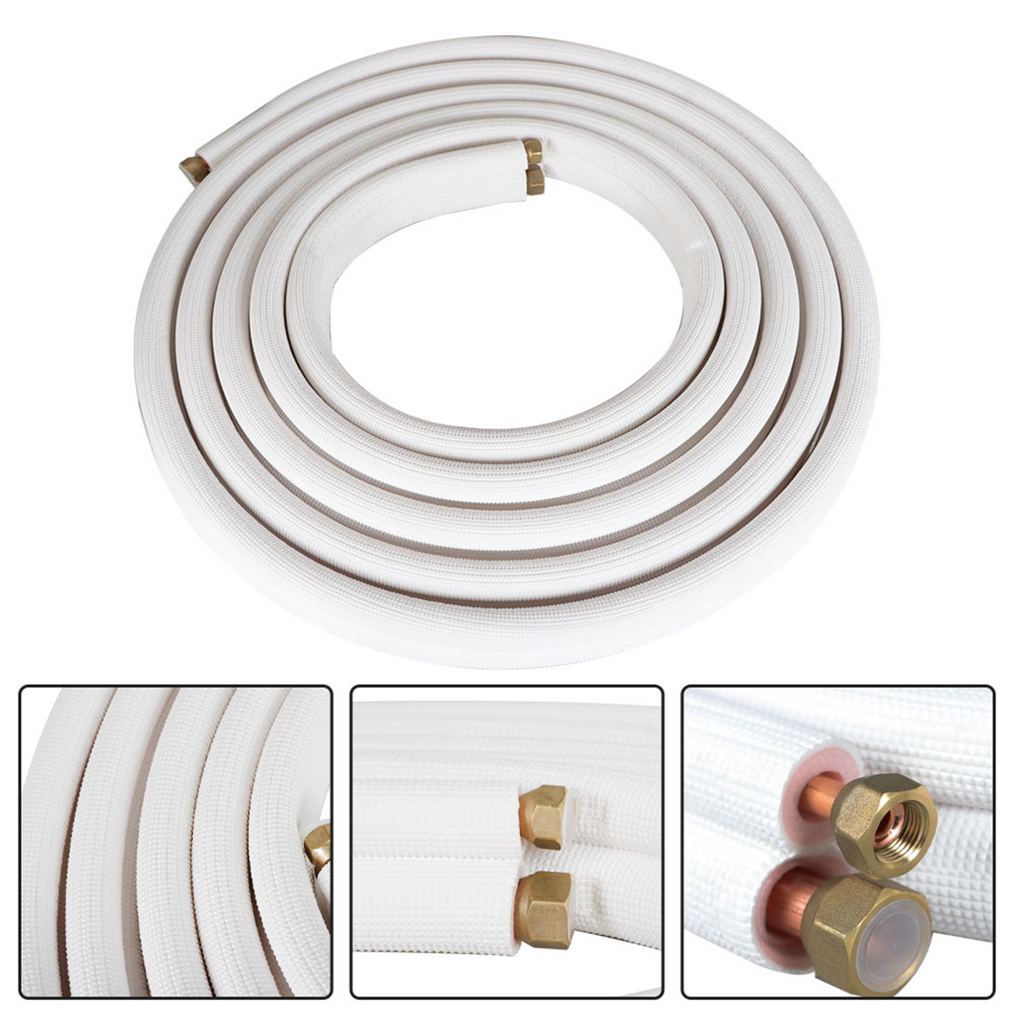 findmall 25FT Air Conditioning Copper Tubing Hose Extension 3/8" and 5/8" Twin Copper Hoses Insulated Copper hoses Fit for Mini Split Air Conditioner