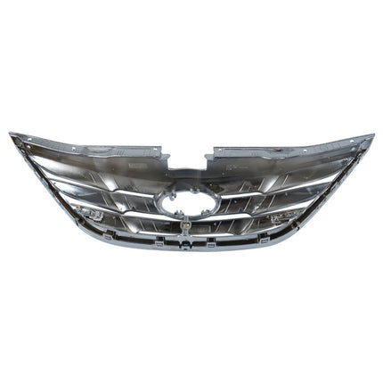 Findmall Front Grille for 2011-2013 Hyundai Sonata, Black with Chrome Trim