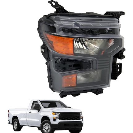 Findmall Passenger Side Headlights Assembly Halogen Replacement for Silverado 1500 2022-2024 Housing Black Lamp RH 1PC 85543204