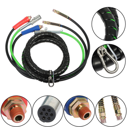 Findmall 3-in-1 Wrap Set Air Line Hose Electric Cable Assemblies Semi Trailer 12 Foot