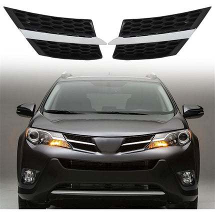 Findmall Left and Right Front Bumper Grille Set for 2013-2015 Toyota RAV4, Matte Black