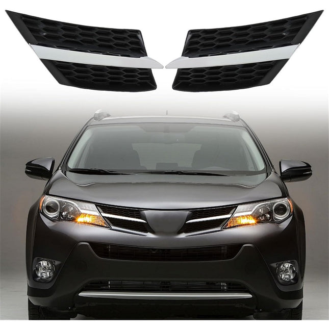 Findmall Left and Right Front Bumper Grille Set for 2013-2015 Toyota RAV4, Matte Black