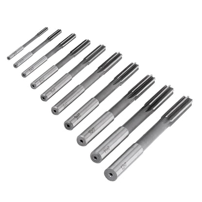 findmall 10PCS Reamer Set 1/8-15/32 inch Chucking Reamer Set H7 HSS Straight Flute Straight Shank Chucking Machine Cutter Milling Reamer Kit for Lathe Machine