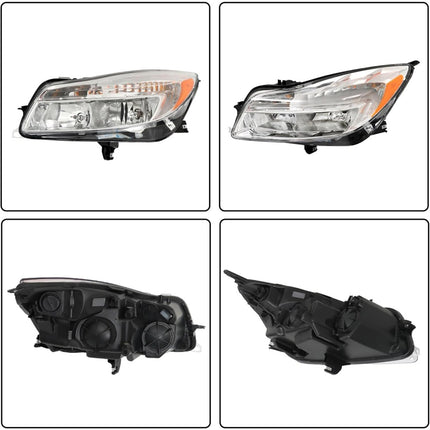 Findmall Driver Side Headlights Assembly Halogen Replacement for Regal 2011-2013 Housing Chrome Lamp LH 1PC GM2502353