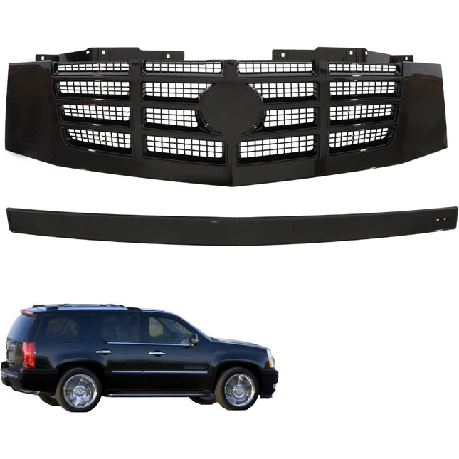 Findmall 2-Piece Black Front Grille Panel and Hood Grille Molding Trim Kit Replacement for Escalade and Escalade ESV 2007-2014 23190289 15907251