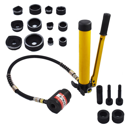 New 10 Ton 1/2" to 2" Hydraulic Knockout Punch Driver Tool Kit Electrical Conduit Hole Cutter Set KO Tool Kit with 6 Dies Knockout Punches for installing repairing wire pipeline signal lamp machinery