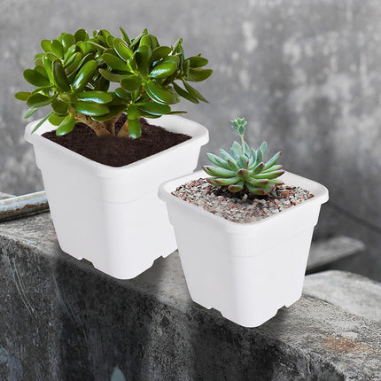 Findmall 5-Pack 10 Gallon Square Planter Nursery Pots, Flower Plant Container Injection Molded Plastic Nursery Pots Gardening Pots for Indoor Outdoor Vegetables, Succulents, White