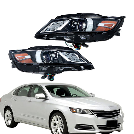 Findmall Driver Side and Passenger Side Headlights Assembly Halogen Replacement for Impala 2015-2020 Housing Black Lamp LH RH 2PCS 84178024 84178023