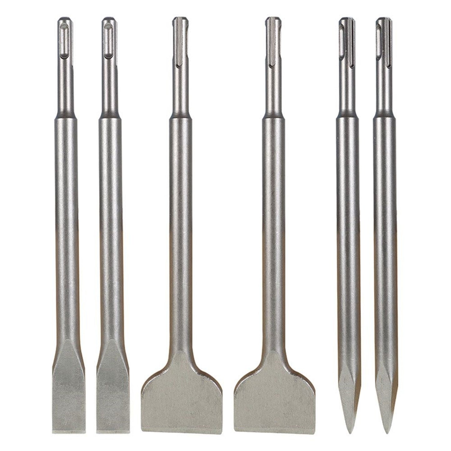 findmall 6-Piece Chisel Set, 40Cr Steel Concrete Drill Bit Set, Rotary Hammer Bits Chisel Set Including Point Chisel, 20mm Flat Chisel, 40mm Flat Chisel