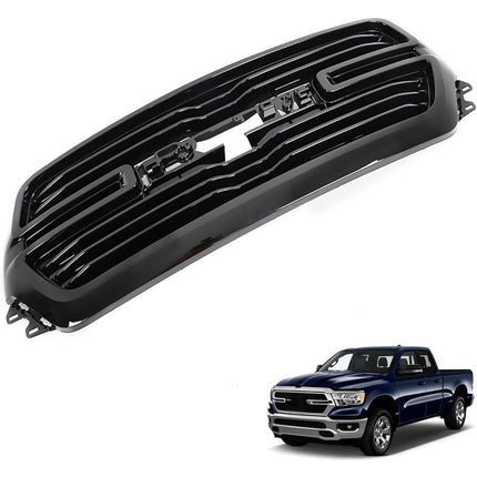 Findmall Front Bumper Mesh Grille Assembly Bright Black Frame without Mesh Base Replacement for R-a-m 1500 2019-2022