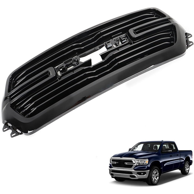 Findmall Glossy Black Front Upper Mesh Grille Frame without Mesh Base Replacement for Ram 1500 2019-2022