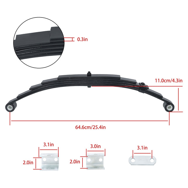 Findmall 2-Spring 5-Leaf Double-Eye Trailer Suspension Kit, 3,000 lb per Spring with Hangers and Shackles